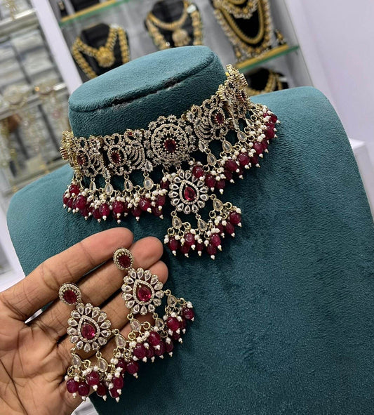Victorian Polish AD Stones Choker - Nakshatra Jewels