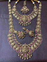 Nakshi Work with Kempu Stones Bridal Combo Set - Nakshatra Jewels