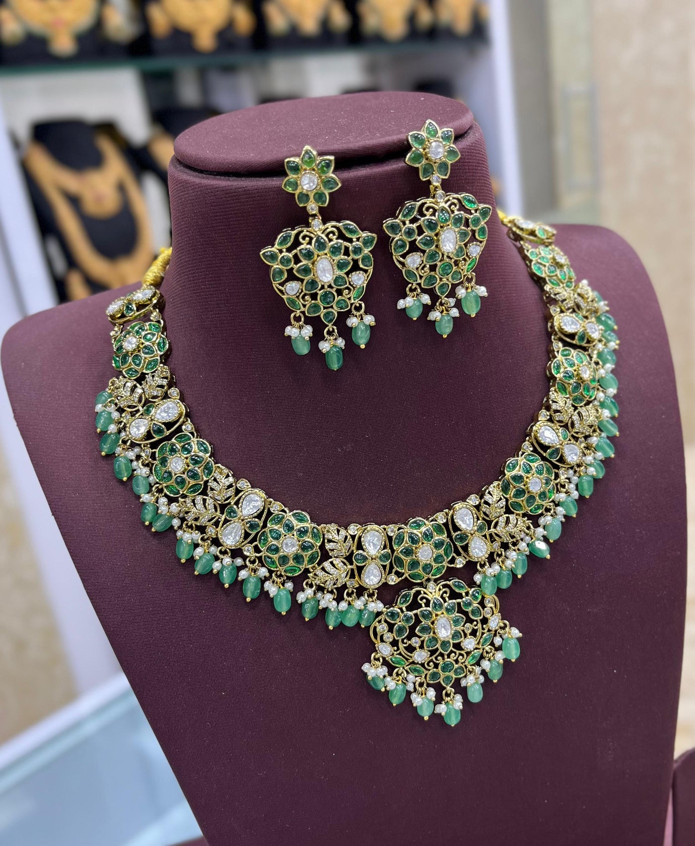 Kundan and Mossianite Stones Bridal Necklace