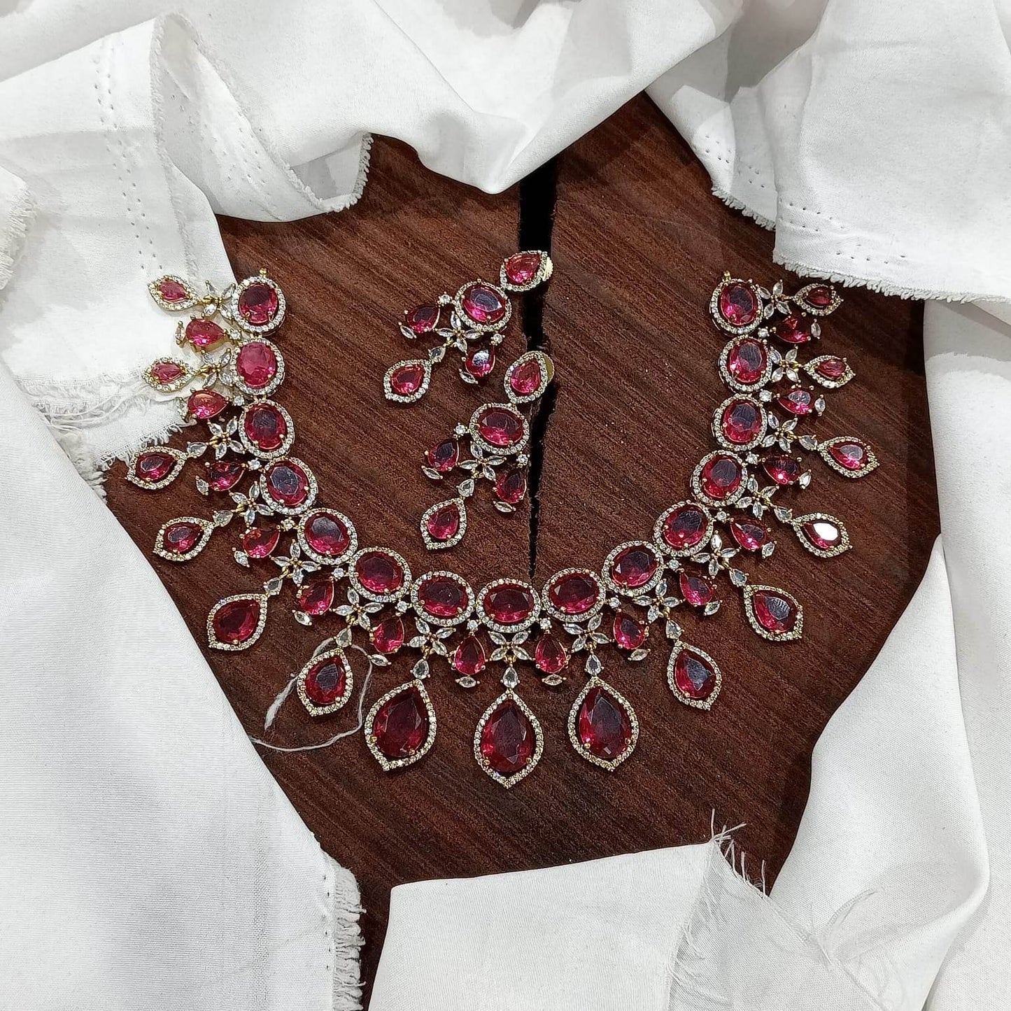 Victorian Polish with AD Stones Necklace - Nakshatra Jewels