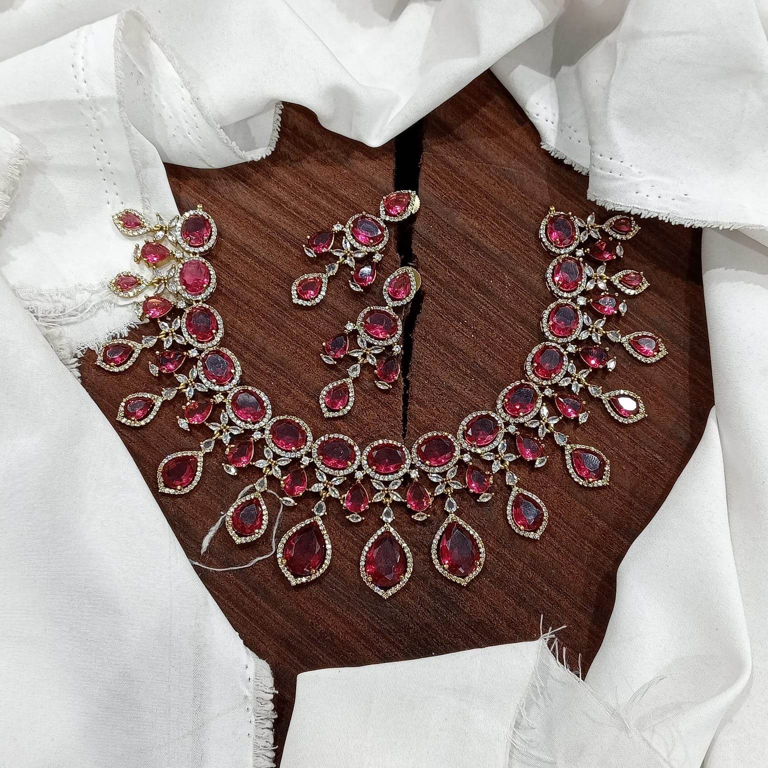 Victorian Polish with AD Stones Necklace - Nakshatra Jewels