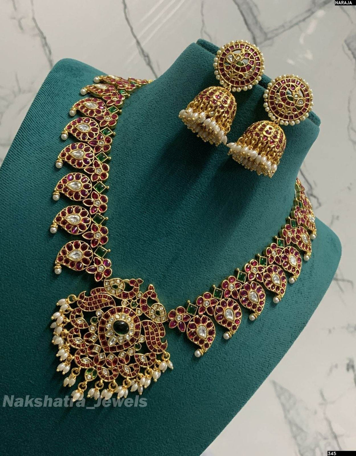 Nagasi work with Kempu Stones Bridal Necklace