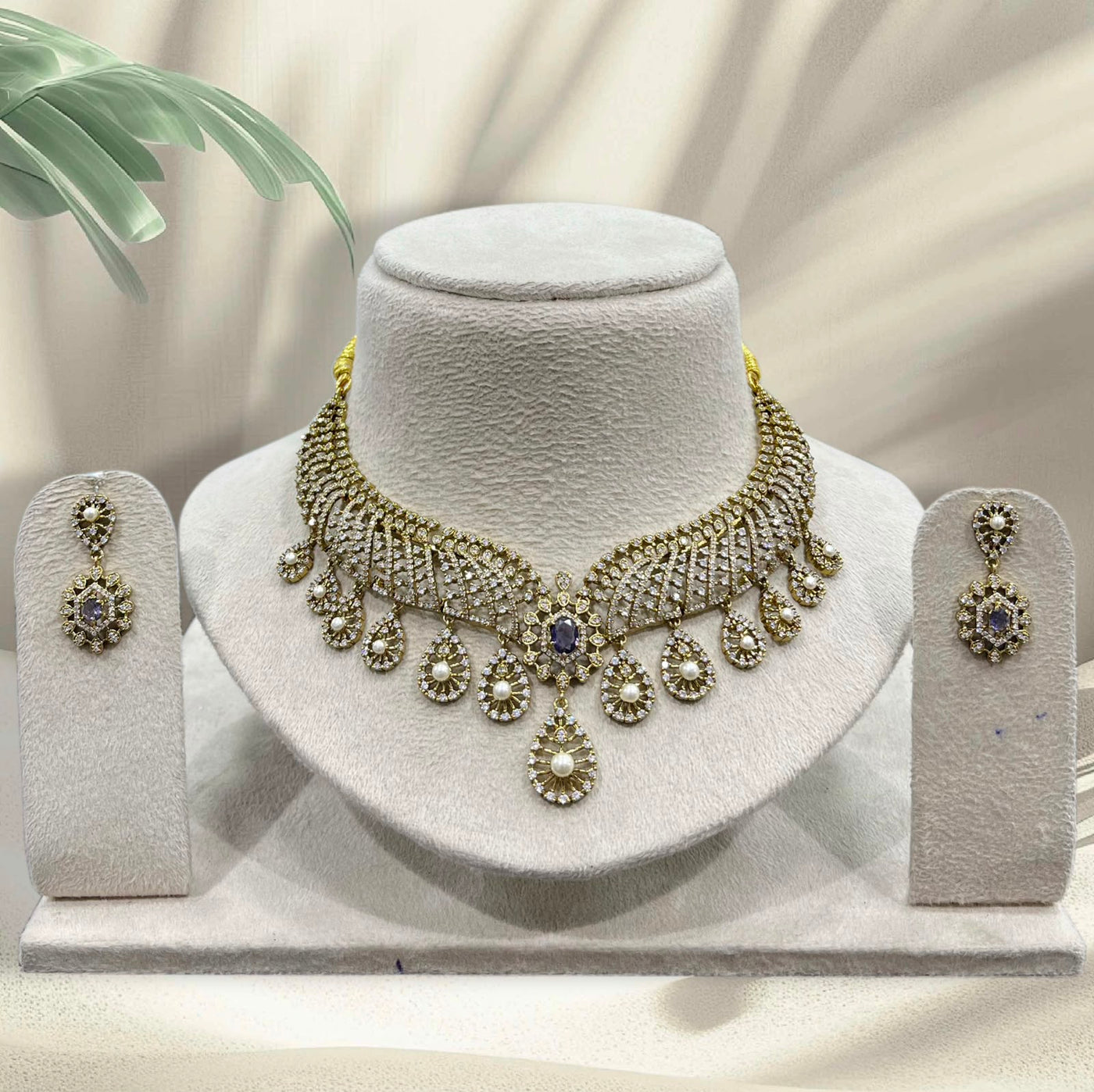 Victorian Polish AD Stones Necklace