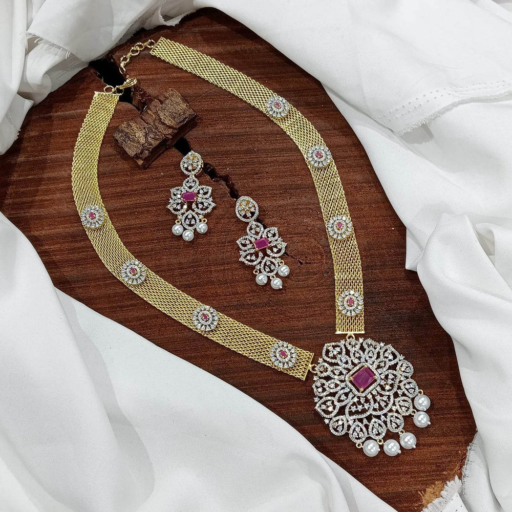 American Diamond Stones Pendent Haram - Nakshatra Jewels