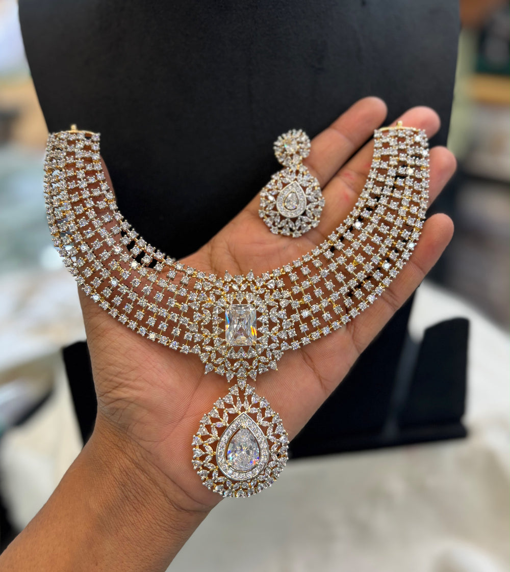 American Diamond Stones Bridal Necklace