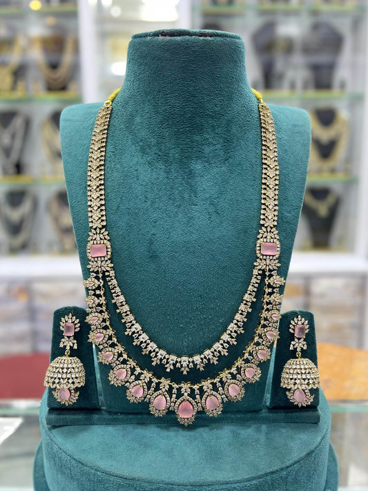 Victorian Polish with AD Stones Haram - Nakshatra Jewels