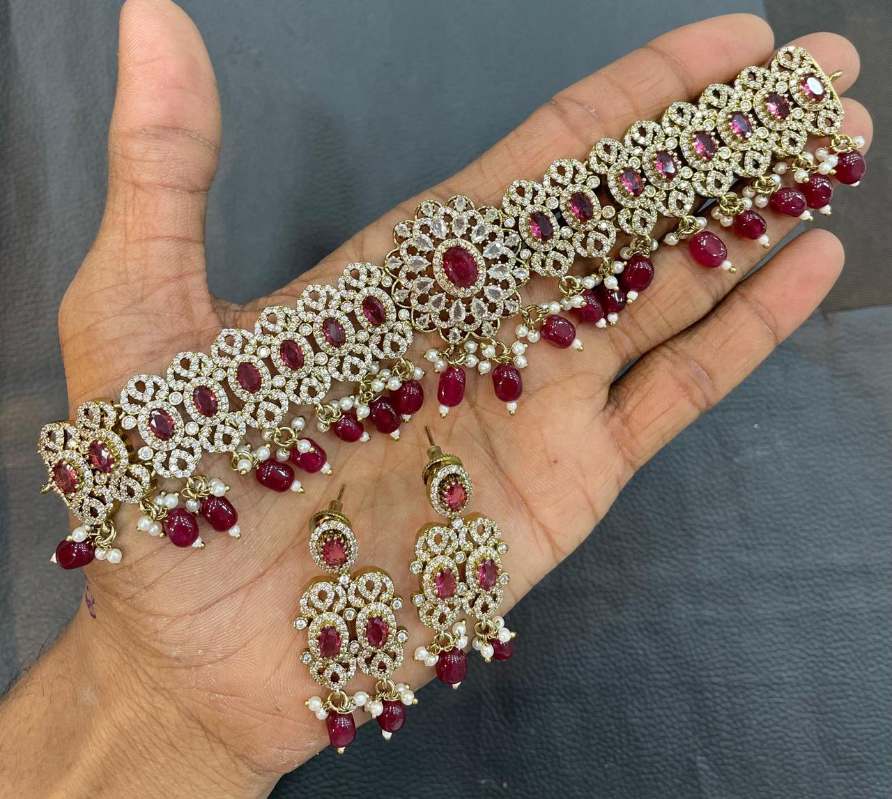 Victorian Polish with AD Stone Choker