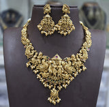 Nakshi work with Kempu Stones Bridal Necklace