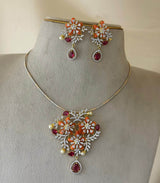 AD Stones Pendent with Invisible Necklace - Nakshatra Jewels