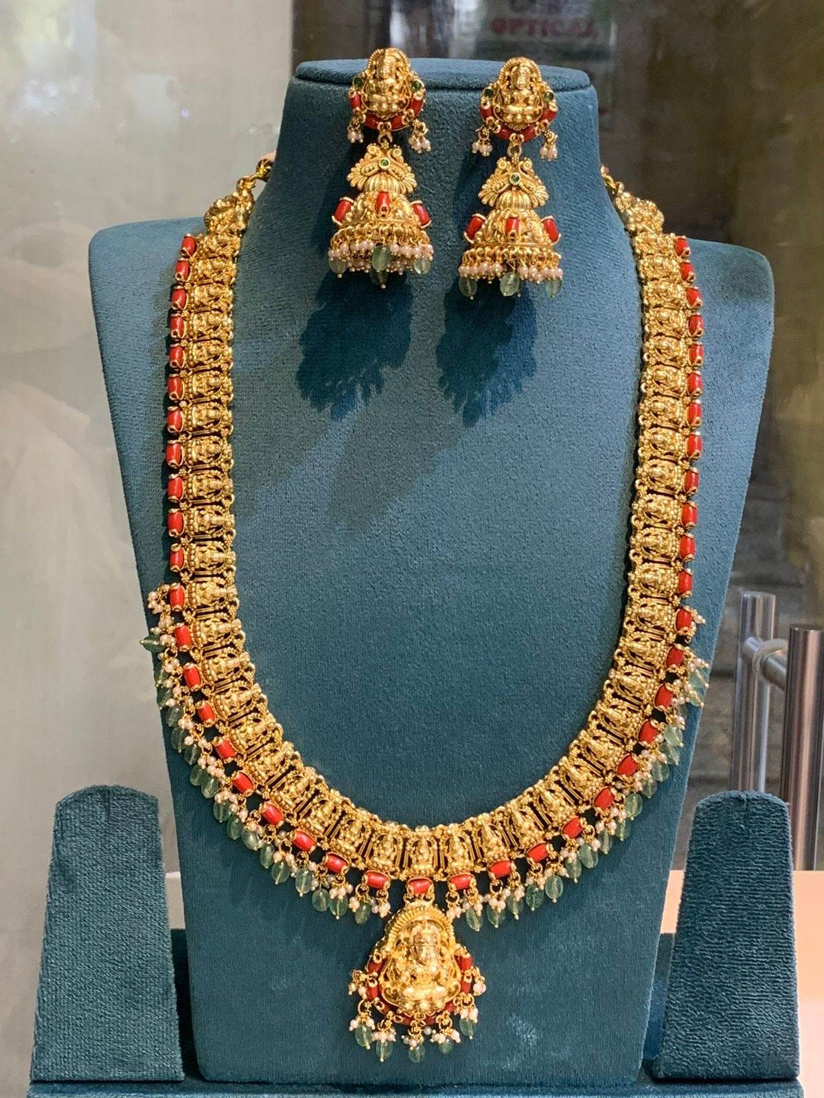 Nakshi Work with Coral Beads Studded Bridal Haram