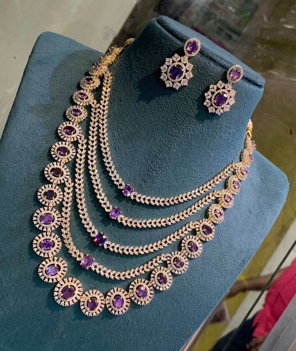 American Diamond Stones Bridal Layer Haram - Nakshatra Jewels
