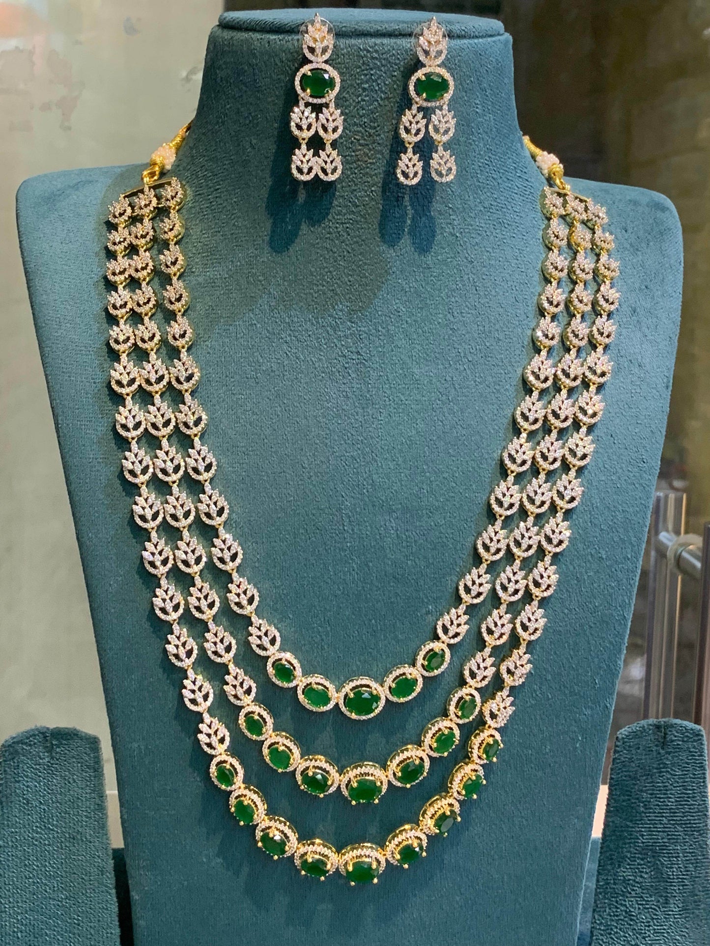 American Diamond Stones Bridal Layer Haram - Nakshatra Jewels
