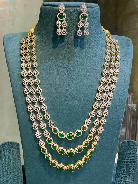 American Diamond Stones Bridal Layer Haram - Nakshatra Jewels