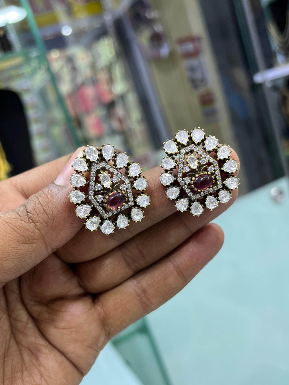 Mossianite Stones Bridal Earrings - Nakshatra Jewels