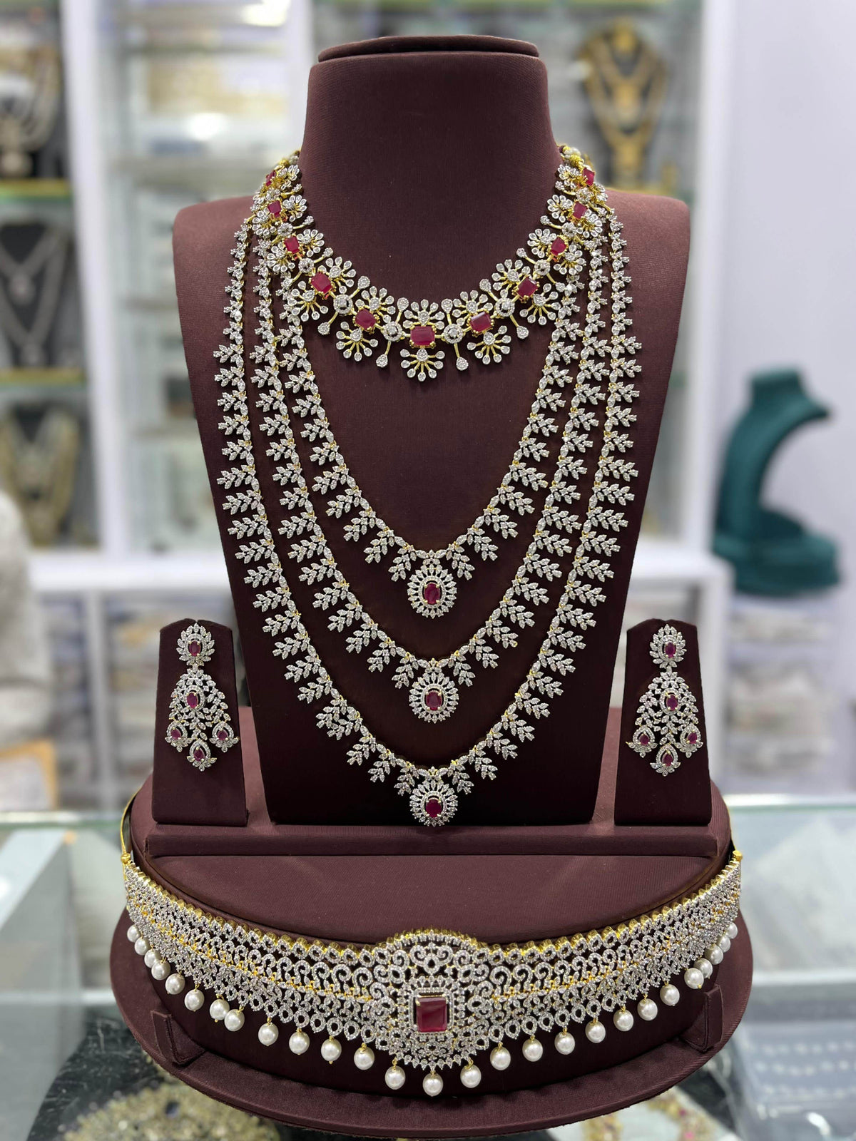 American Diamond Stones Bridal Combo Set