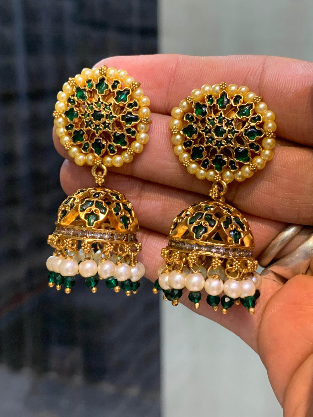 Premium Matt with Kempu Stones Earrings - Nakshatra Jewels
