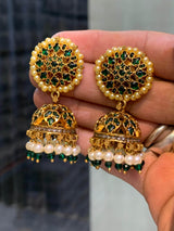 Premium Matt with Kempu Stones Earrings - Nakshatra Jewels