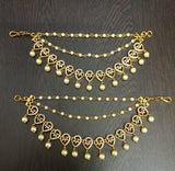 Premium Matt with AD and Kempu Stones Ear Chains