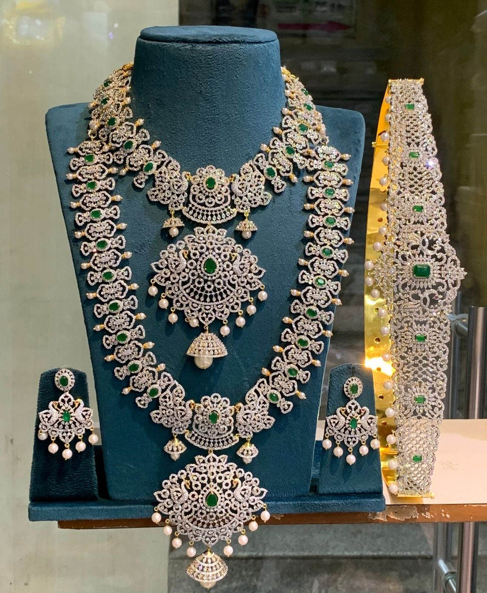 American Diamond Stones Bridal Set - Nakshatra Jewels