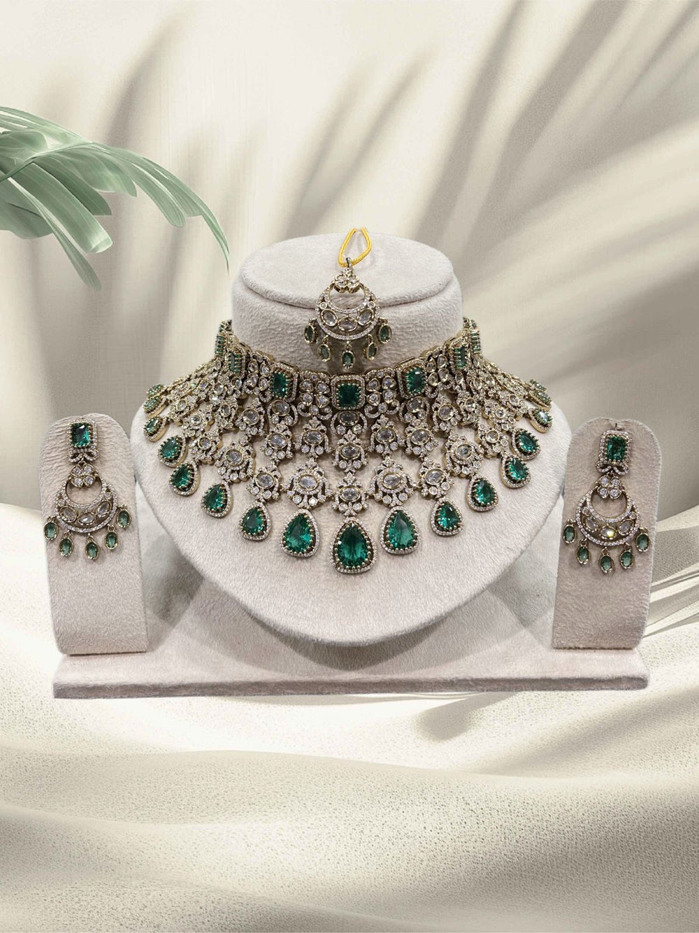 Victorian Polish with AD & Mossianite Stones Bridal Choker