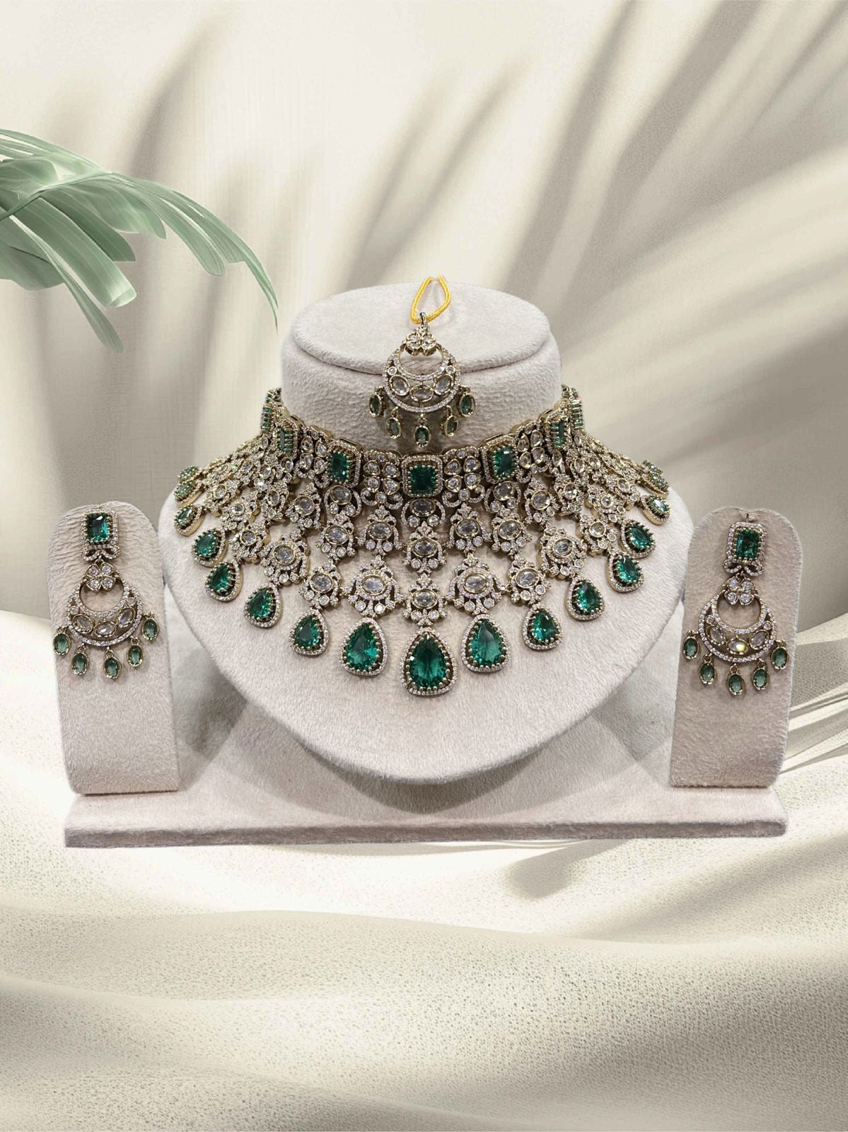 Victorian Polish with AD & Mossianite Stones Bridal Choker