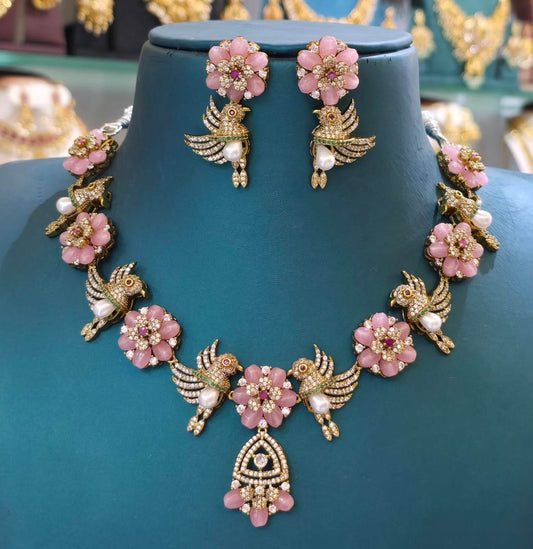 Victorian Polish AD Stones Necklace - Nakshatra Jewels