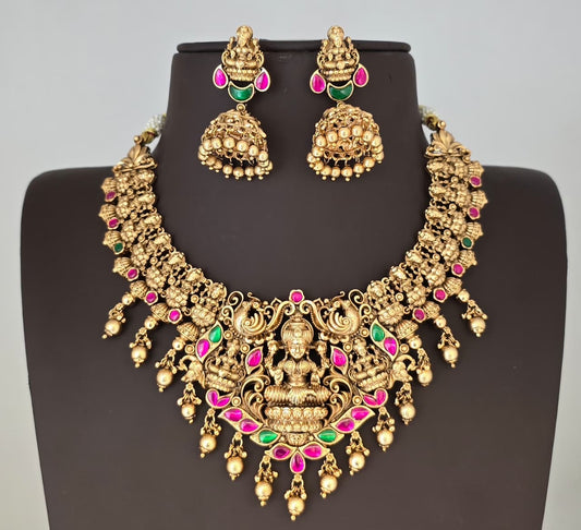 Nakshi Work with Kundan Stones Bridal Necklace