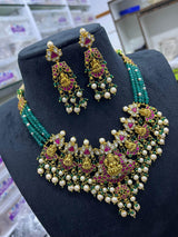 Nakshi work with Jaadu Kundan Stones Bridal Neck Set - Nakshatra Jewels