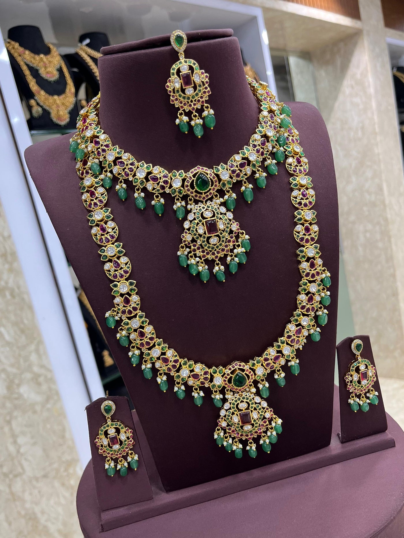 Kundan and Mossianite Stones Bridal Combo Set