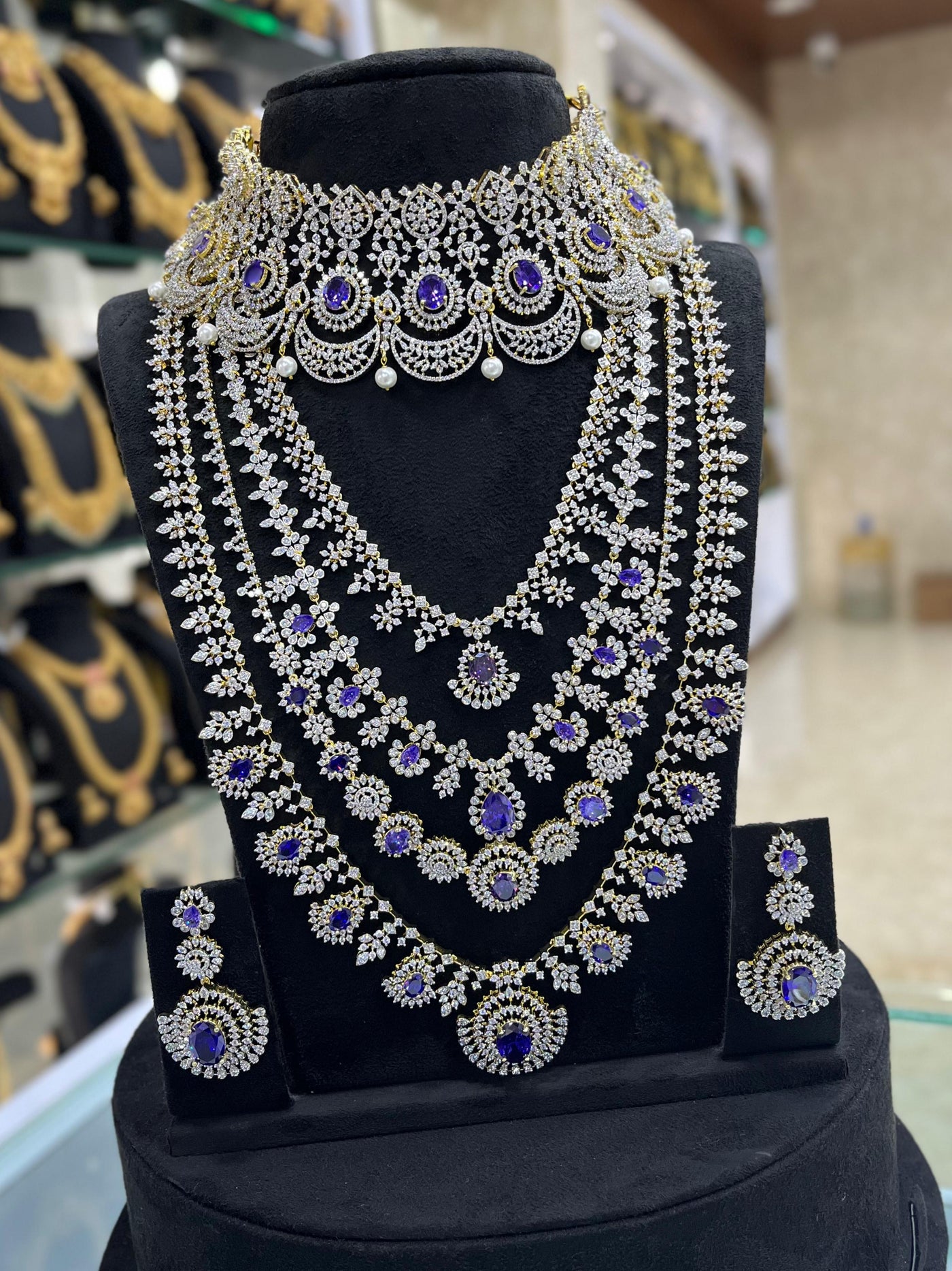 American Diamond Stones Bridal Combo Set