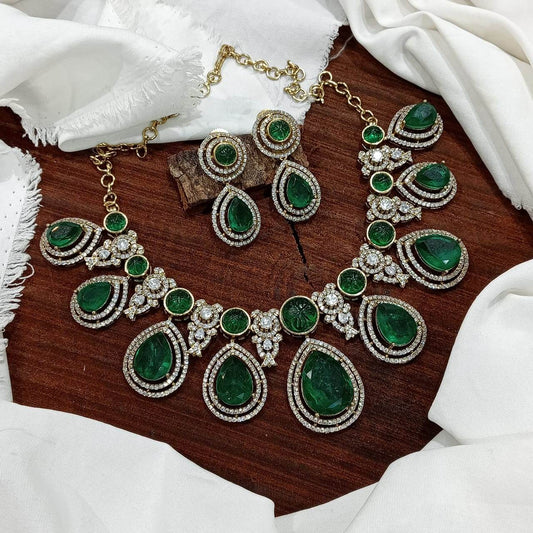 Moissanite & AD Stones Bridal Neck Set - Nakshatra Jewels