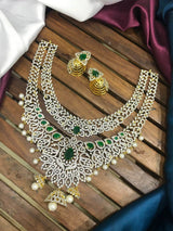 American Diamond Stones Bridal Layer Neck Set - Nakshatra Jewels
