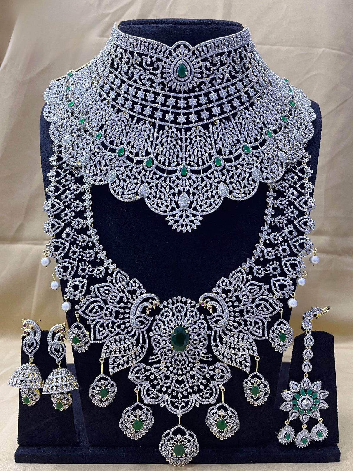 American Diamond Stones Bridal Combo Set