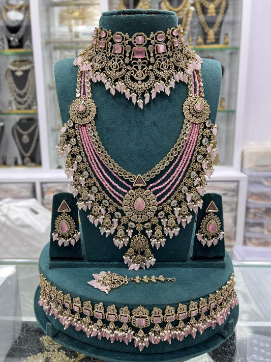 Victorian Polish with Moissanite Stones Bridal Combo - Nakshatra Jewels