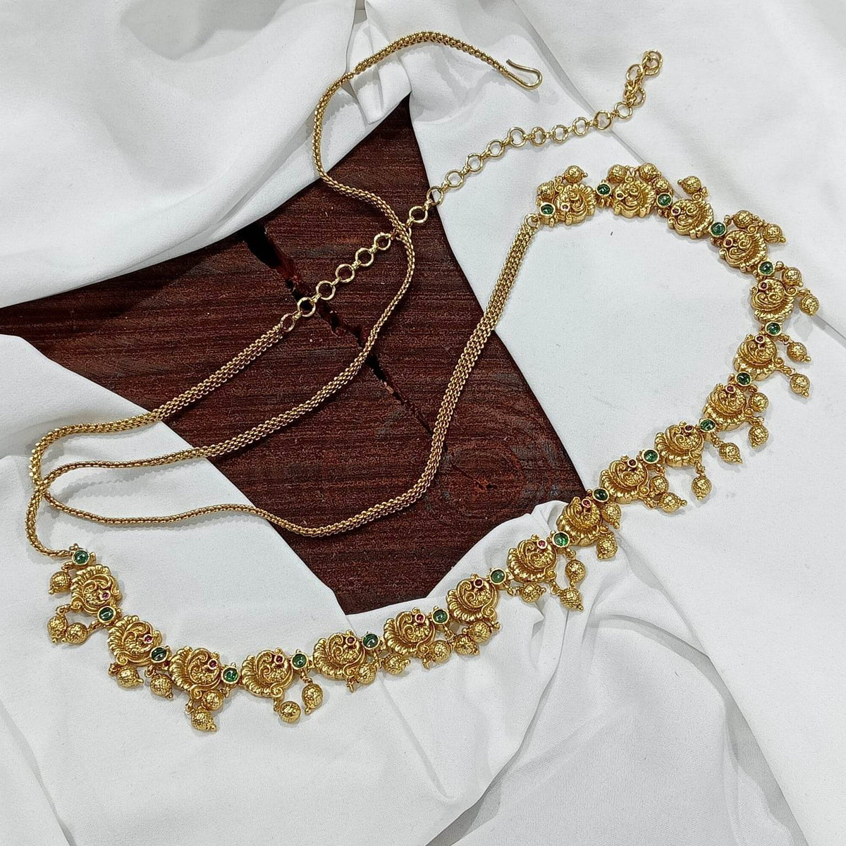 Nagasi Work with Kempu Stones Hip Chain