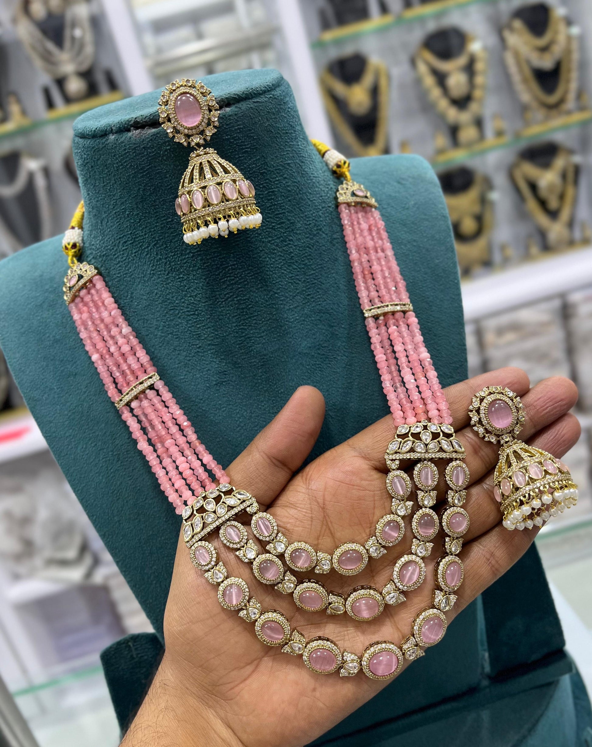 Victorian Polish AD Stones Layer Pendent with Beads Haram