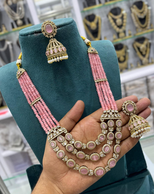 Victorian Polish AD Stones Layer Pendent with Beads Haram