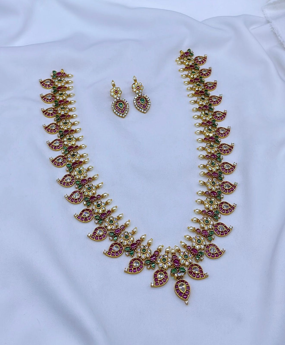 Nakshi work with Kempu Stones Bridal Haram (Changeable Pendent)