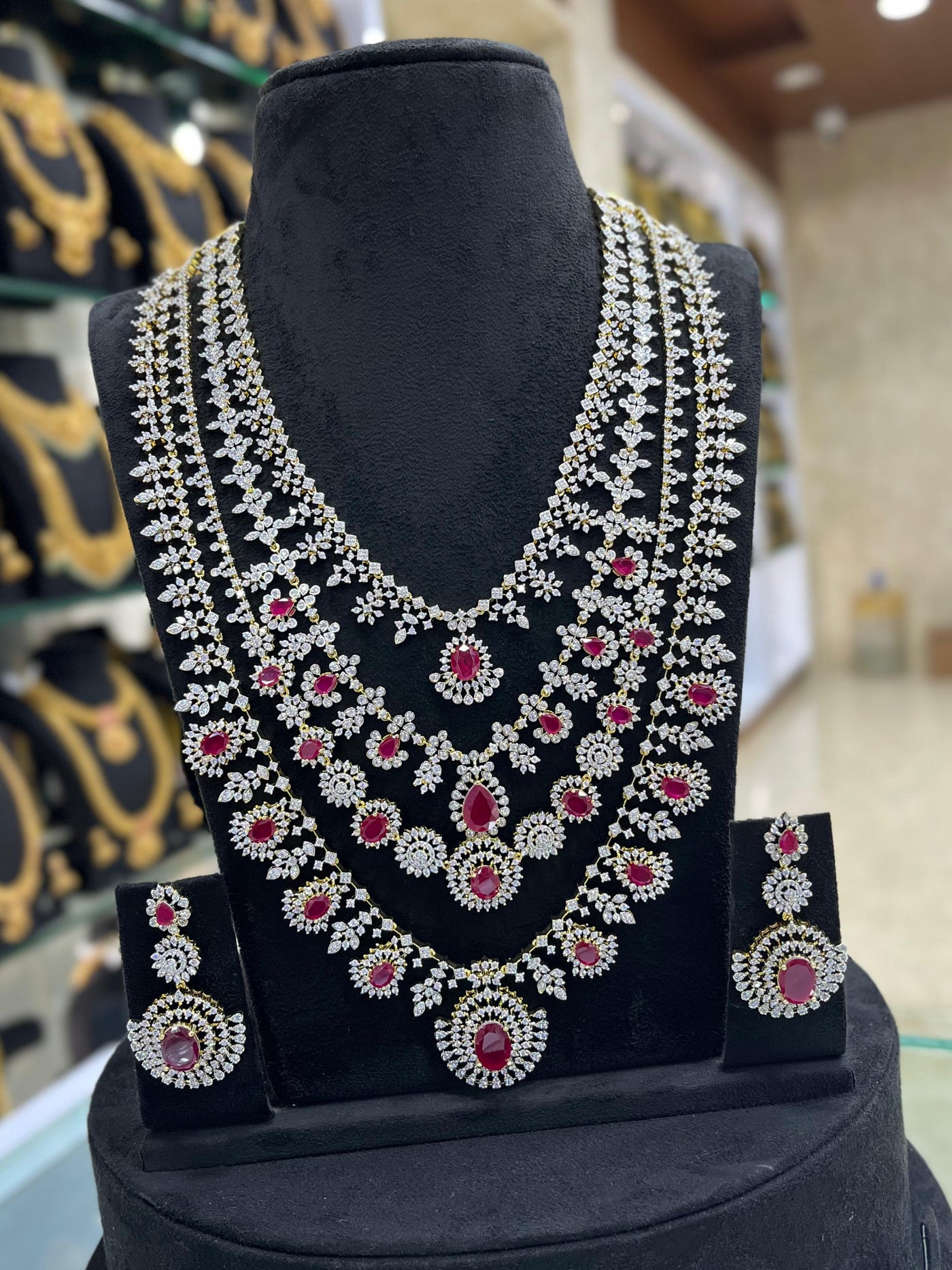 American Diamond Stones Bridal Layer Haram