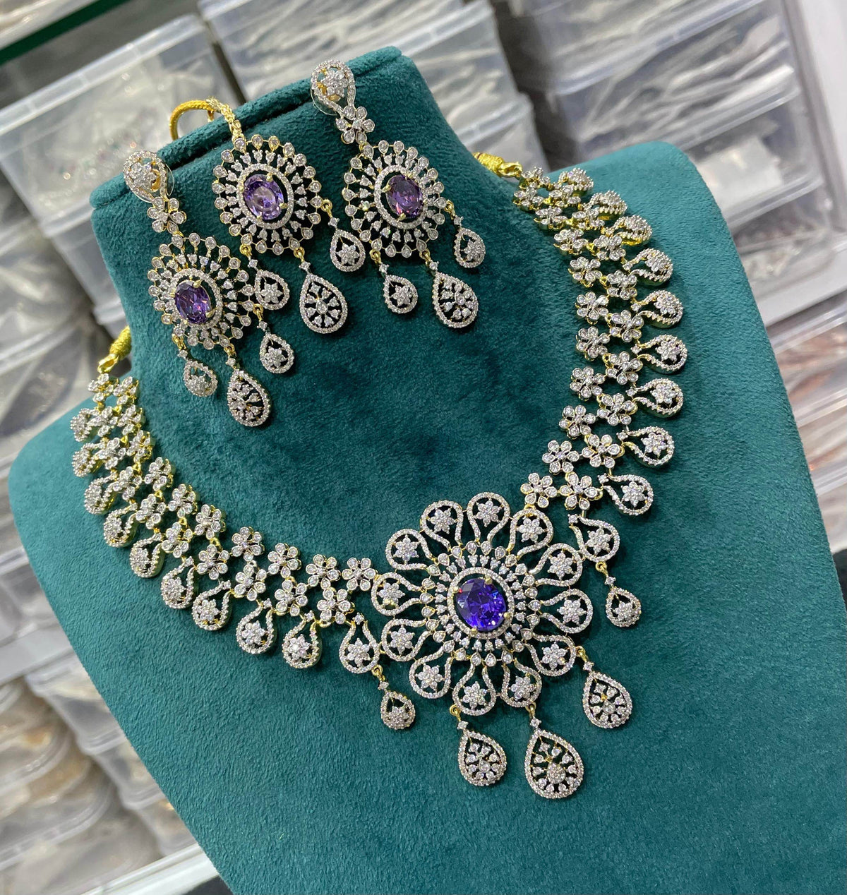 American Diamond Stone Bridal Necklace