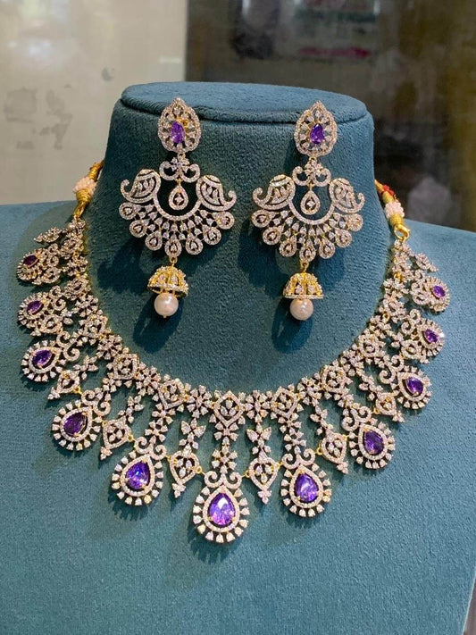 American Diamond Stones Necklace - Nakshatra Jewels