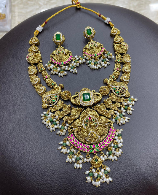 Nakshi Work with Kundan Stones Bridal Necklace