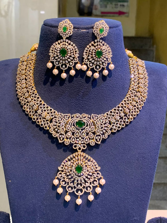 American Diamond Stones Bridal Necklace