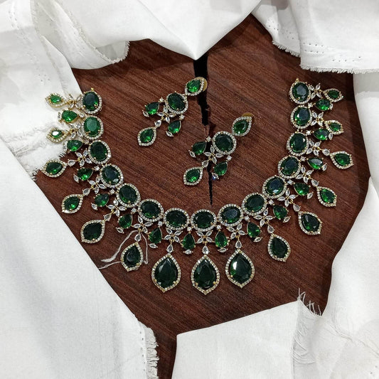 Victorian Polish with AD Stones Necklace - Nakshatra Jewels