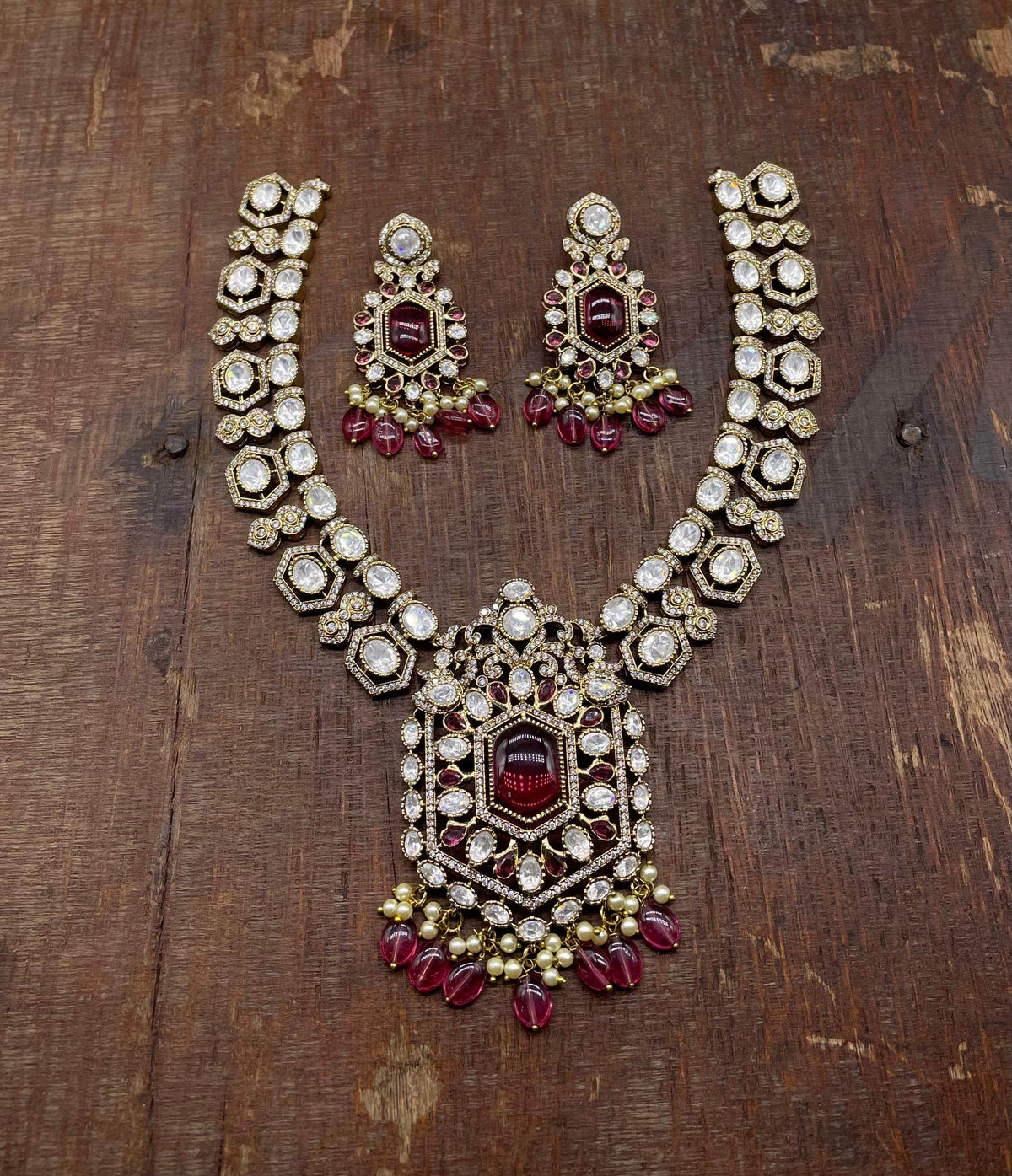 Victorian Polish Moissanite Stones Bridal Necklace