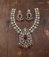 Victorian Polish Moissanite Stones Bridal Necklace - Nakshatra Jewels