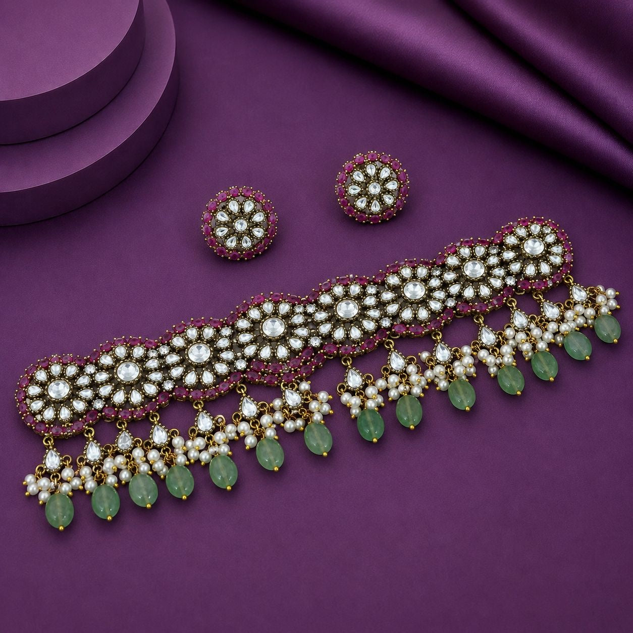 Victorian Polish with AD Stones Choker