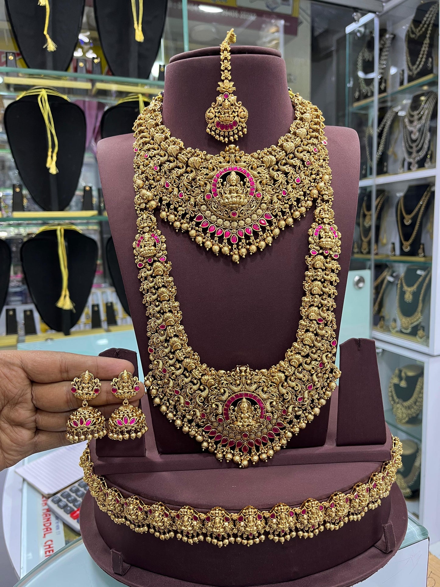 Nakshi Work with Jaadu Kundan Stones and Bridal Combo Set