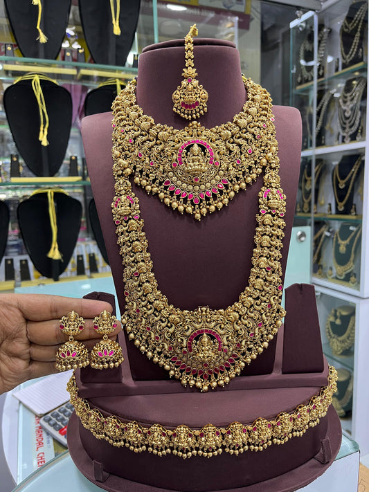 Nakshi Work with Jaadu Kundan Stones and Bridal Combo Set