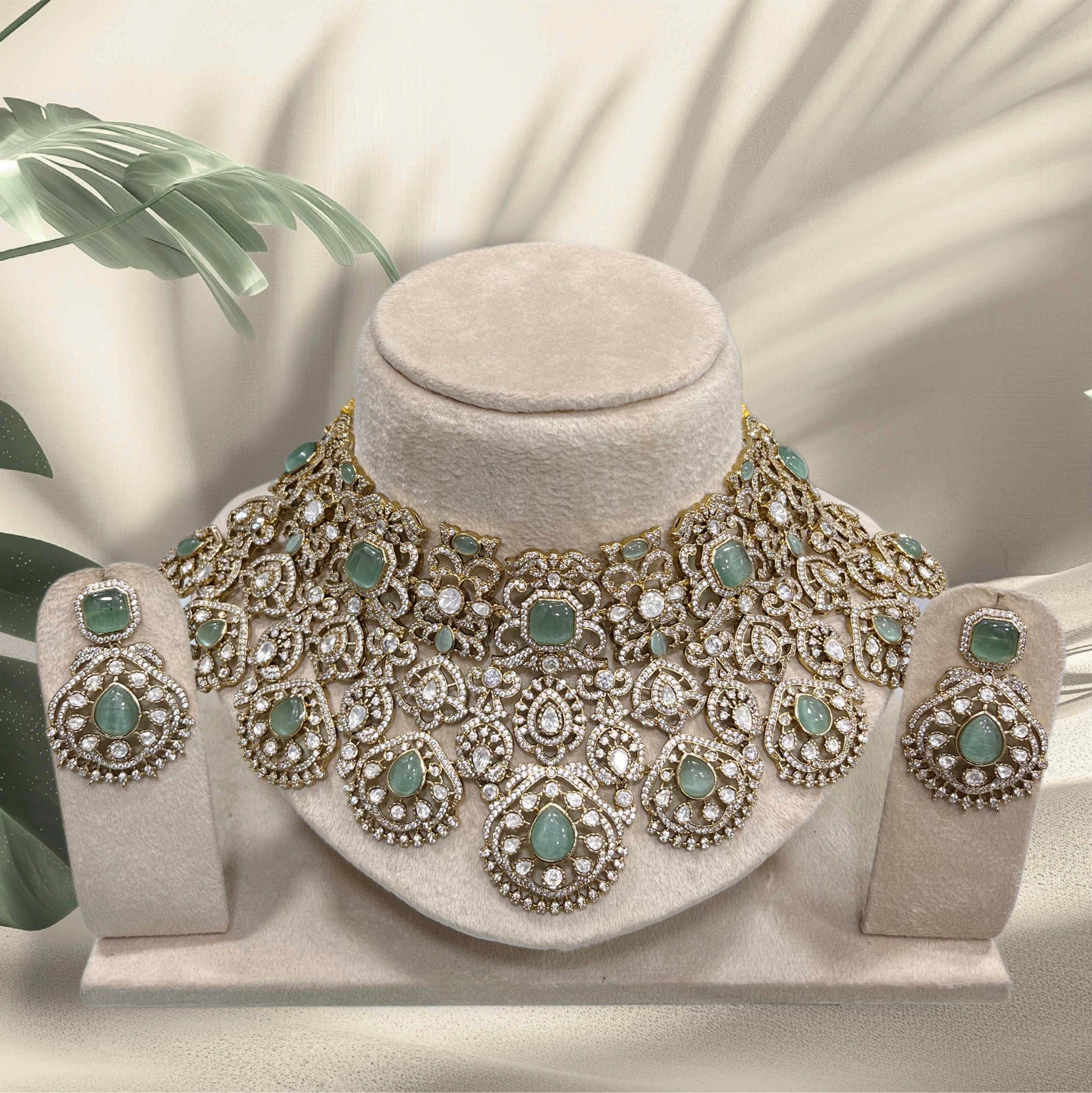 Victorian Polish with AD Stones Bridal Choker - Nakshatra Jewels